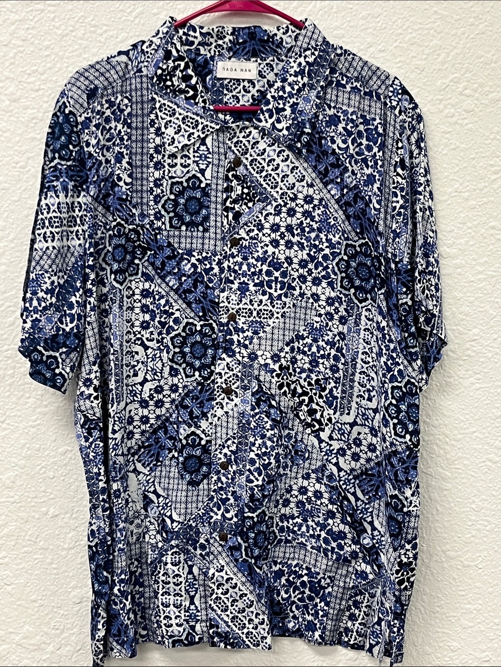 RAGA MAN  Blue and White Casual Button Down Shirt